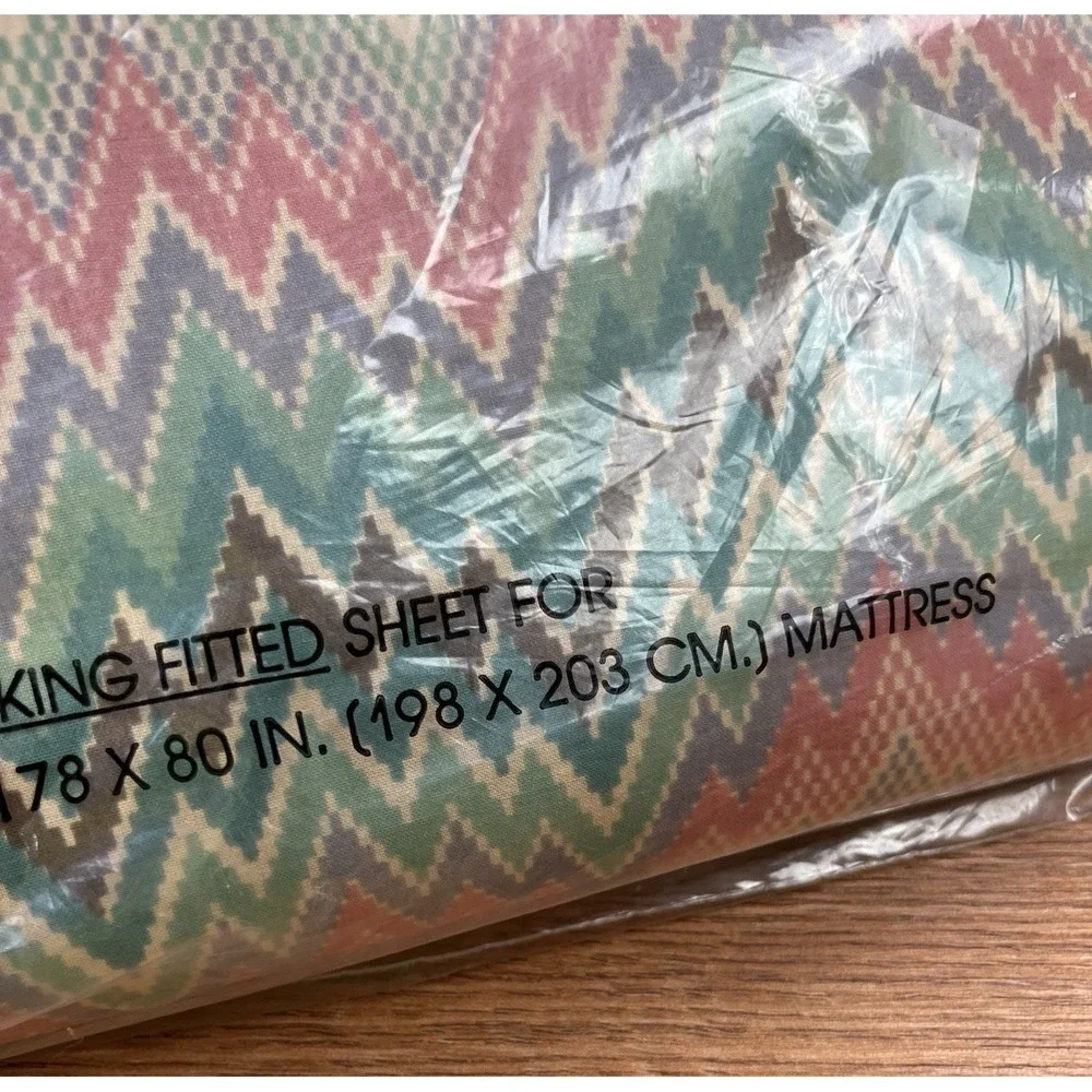 Vintage Martex King Size Fitted Sheet Southwestern Pattern NEW in Package